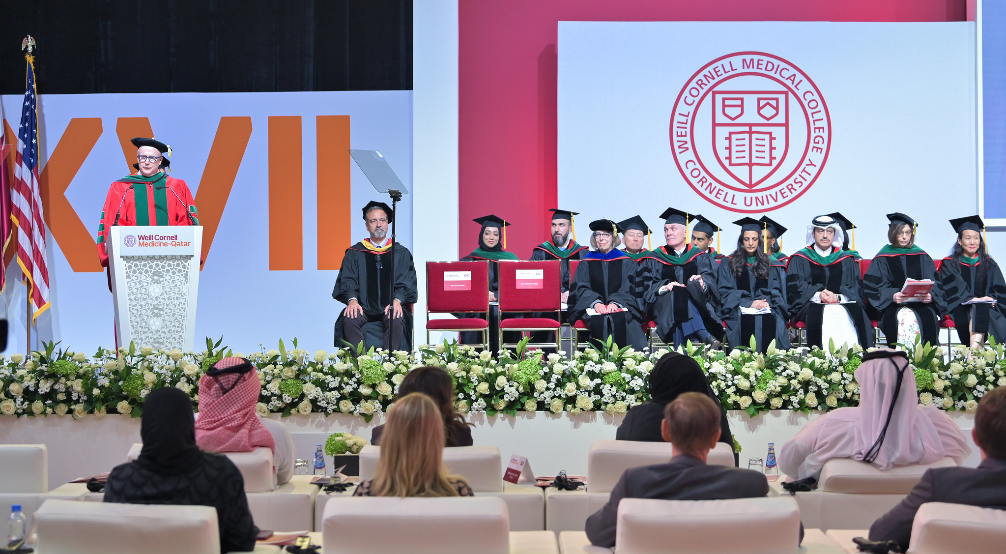 Dean Robert Harrington at the podium 