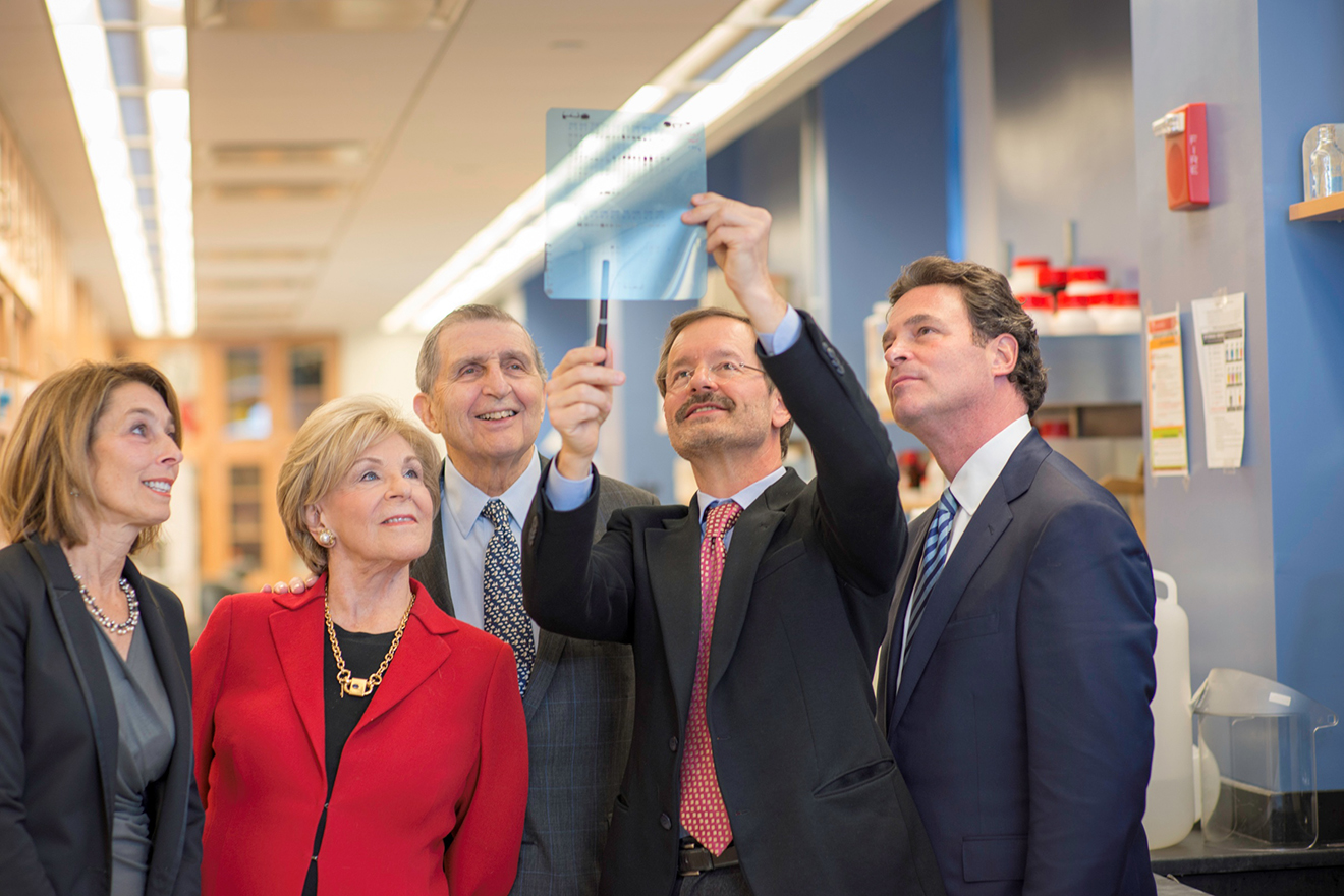 Dr. Laurie H. Glimcher, Sandra Meyer, Edward Meyer, Dr. Lewis Cantley and Anthony Meyer