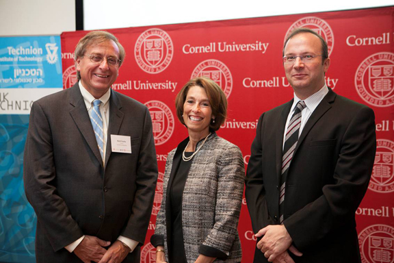 Cornell University Provost Kent Fuchs, Dean Laurie H. Glimcher, and Craig Gotsman, director of the Technion - Cornell Innovation Institute 