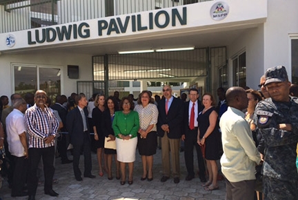 A ribbon-cutting ceremony on March 23 commemorates the opening of GHESKIO's new tuberculosis hospital in Port-au-Prince, Haiti.