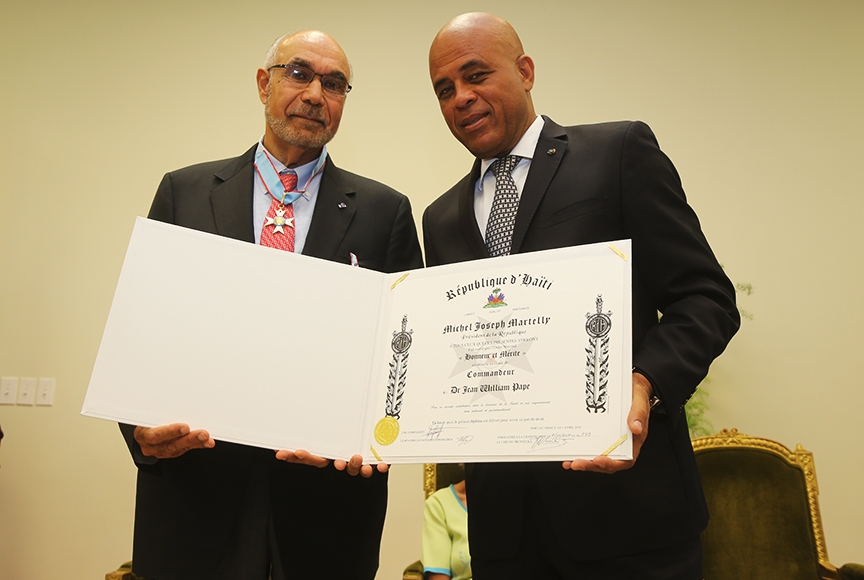 Dr. Jean W. Pape and President Michel Martelly