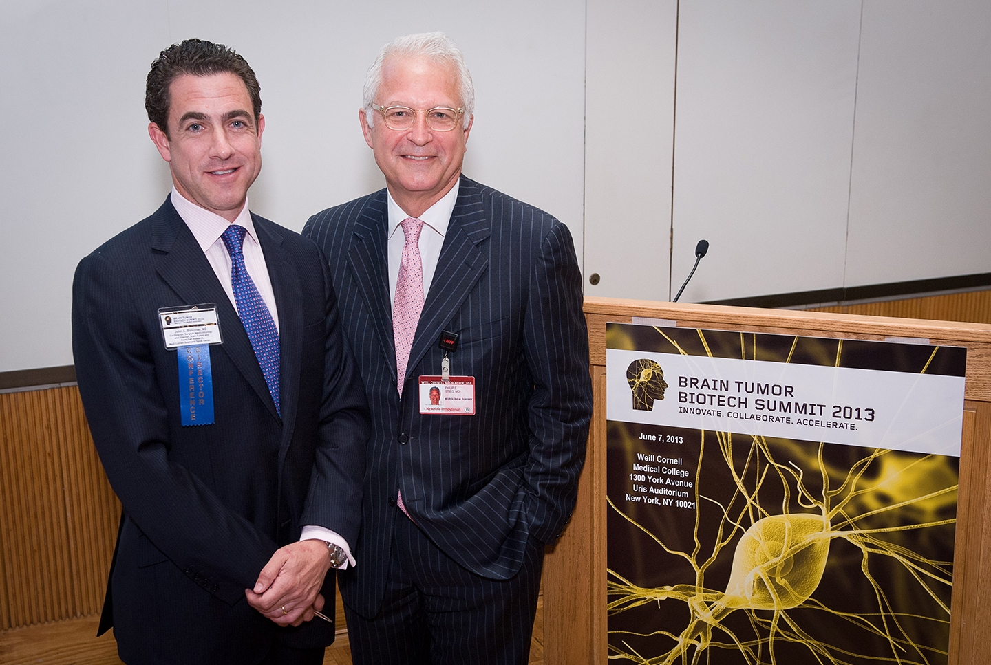 Dr. John Boockvar, left, Dr. Philip Stieg, right, at the second annual Brain Tumor Biotech Summit Photo credit: Amelia Panico