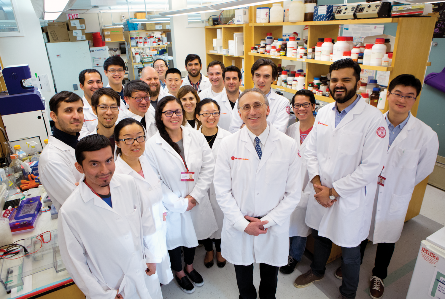 Physician-scientist Dr. Shahin Rafii (center), with members of his lab
