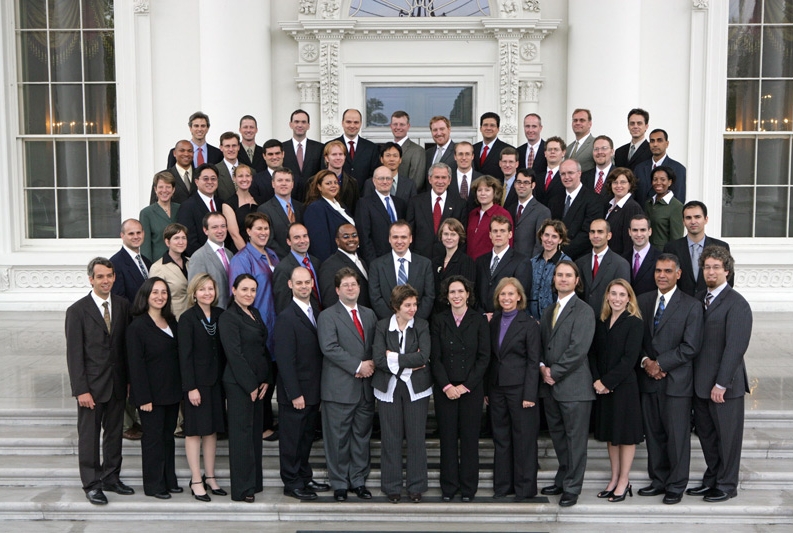The PECASE recipients with President George W. Bush and John Marburger III at the White House award ceremony