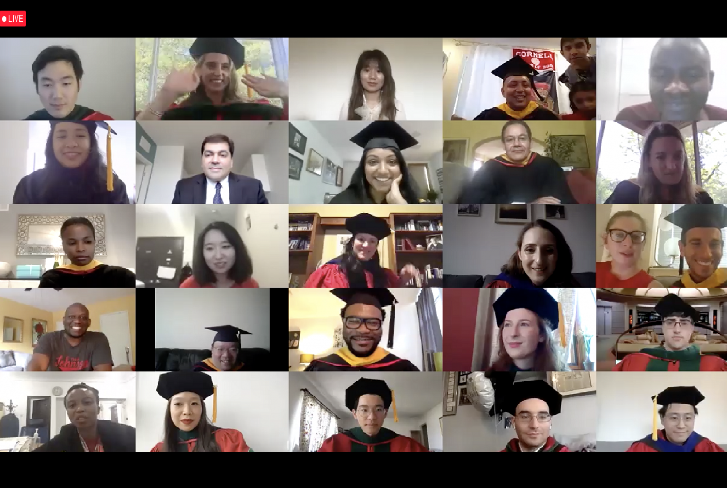 students attending a virtual graduation