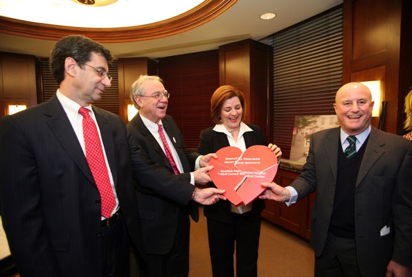 Ronald O. Perelman, Dr. David Hajjar, Dr. Herbert Pardes and Christine Quinn: $50 million gift to establish the Ronald O. Perelman Heart Institute and the the Ronald O. Perelman and Claudia Cohen Center for Reproductive Medicine.