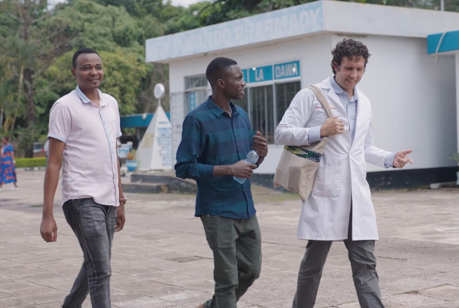 Three men walking in Tanzania