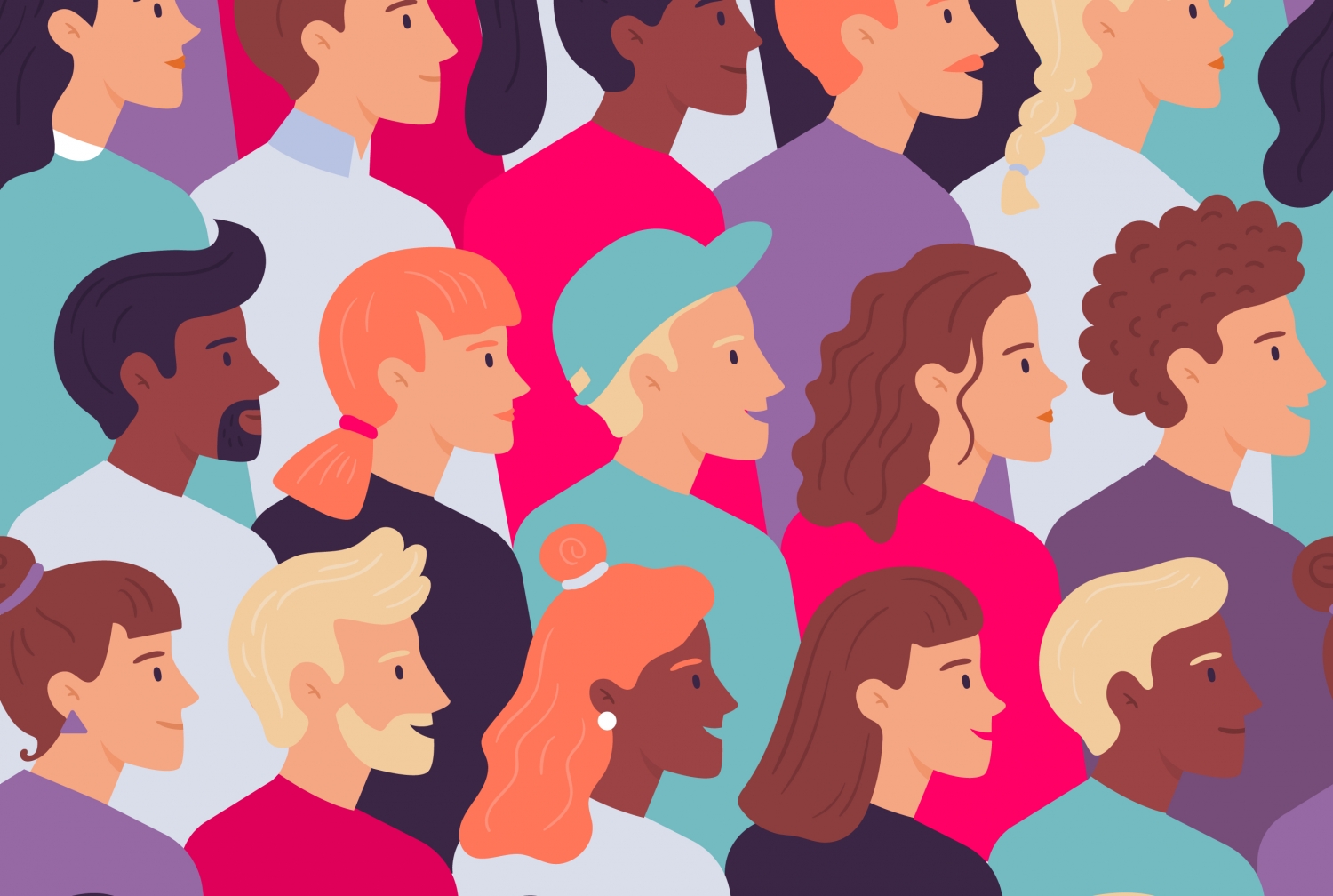 a vector image of a diverse group of people