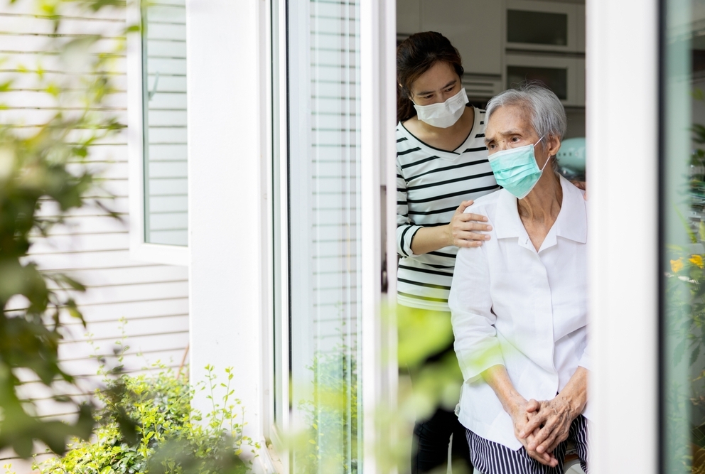 Woman with home health worker
