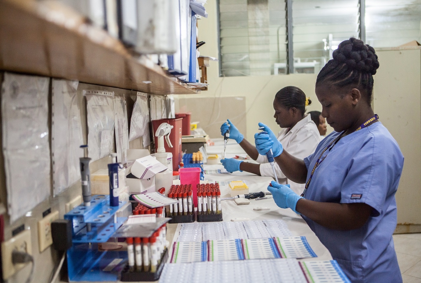Blood being tested in Port-au-Prince, Haiti at the GHESKIO lab. Photo credit: Bahare Khodabande