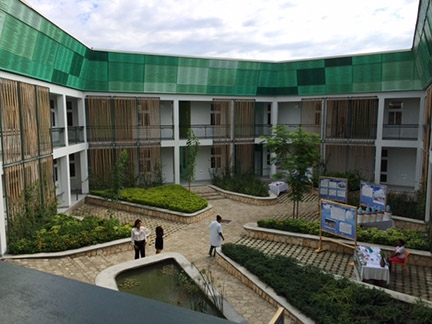 The courtyard of GHESKIO's new hospital in Port-au-Prince, Haiti.