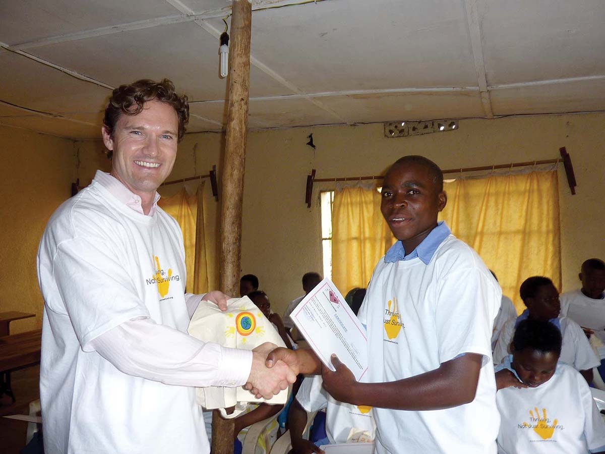 Dr. Jason Baker on graduation day for a diabetes education program in Rwanda.