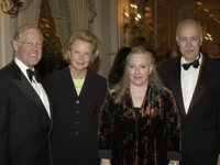 Dr. Kathleen Foley, recipient of the 2006 John P. McGovern Compleat Physician Award, congratulated by Dr. J. Edward Hill, Dr. Diana Fite...