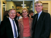 Barbara Friedman celebrates the opening of the Friedman Pediatric Labs with Drs. Antonio Gotto and Gerald Loughlin.