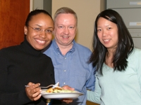 Finance department staff Ifeoma Ihim, Randy Phillips and Julie Wong gather for lunch
