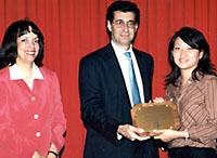 Francoise Freyre, Dr. David Hajjar and Ramee Lee, winner of the Graduate School Service Award of Excellence.