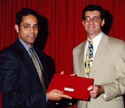 Sundeep Kalantry, winner of the Julian R. Rachele Prize, with Dr. David Hajjar