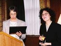 Edith Penty at her retirement reception with Dr. Katherine Hajjar and colleagues