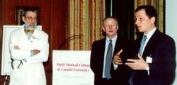 Keynote speakers Dr. Joseph Hayes and Dr. Mitchell Gaynor with Dr. Antonio Gotto, dean of the Medical College.