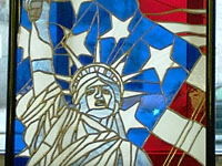 Rene Rivera, Weill Cornell fourth-year medical student, won "First Runner Up" for this impressive stain-glassed "Lady Liberty" rendition.