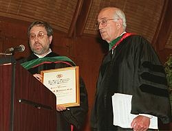 Dr. Albert Kapikian receives the Medical College's Alumni Award of Distinction presented by Dr. Paul Miskovitz