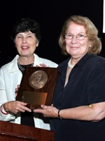 Dr. Jessica Davis accepts the 2005 Antoine Marfan Award, presented by Priscilla Ciccariello