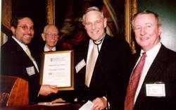 Stephen Weiss, 2001 Honorary Fellow of the Cornell University Weill Medical College Alumni Association, with Drs. Paul Miskovitz and Walter F...