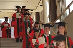 Procession of graduating students from the Medical College