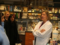 Dr. Randi Silver speaks to the junior fellows during their visit to Weill Cornell labs