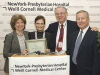 Dr. Ellen Scherl, Jill Roberts, Dr. Herbert Pardes and Dr. Antonio Gotto at the opening of the Jill Roberts Center for Inflammatory Bowel Disease