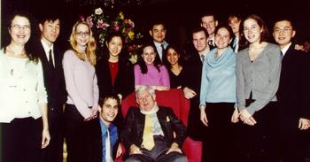 Dr. Clayson with many students who took the Medicine, Patients and Society course