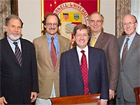 President Lehman poses with presidents from other leading universities and educational institutions at WCM-Qatar