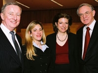 Dr. Antonio Gotto, dean of the Medical College, and Dr. Herbert Pardes, president of NewYork-Presbyterian Hospital, with speakers Dr. Felice Schnoll-Sussman and Dr. Ellen Scherl at the March 4 meeting of the NewYork Weill Cornell Council.