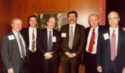 Participants in the March 4th meeting of the NewYork Weill Cornell Council were (from left) Dr. Antonio Gotto, dean of the Medical College; Dr. Shahin Rafii, associate professor of medicine; Dr. Steven Goldman, the Nathan Cummings Professor of Neurology;
