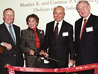 Dr. Antonio Gotto; Corinne Greenberg; Maurice Greenberg; and Dr. Herbert Pardes, president and CEO of NewYork-Presbyterian Hospital, perform the ceremonial ribbon-cutting at the dedication ceremony.