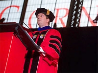 President Lehman delivers inaugural address in Barton Hall, Ithaca