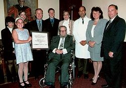 At the luncheon honoring the family of Joachim Silbermann are Dr. Maria Febbraio, Karen Silbermann; Dr. Pamela Meluh, Dr. Antonio Gotto...