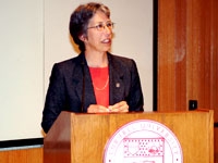Dr. Katherine Hajjar, keynote speaker, addresses the Class of 2008.