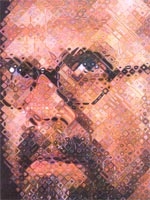 This self-portrait of Chuck Close also serves as the book cover for "Chuck Close, Up Close," by authors Jan Greenberg and Sandra Jordan