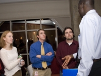 Mr. Dau with students, including Dan Friedman after the screening of the film.