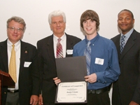 Brady Evans, recipient of the Mauze Fellowship, with Dr. Andersen, Dr. Gunter Blobel and Dr. Bradley T. Sheares