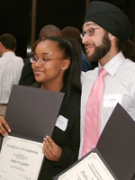 Gateways student and Mauze Fellowship winner Amber Gaither and MD-PhD student and "Big Brother Award" winner Prabhjot Dhadialla.