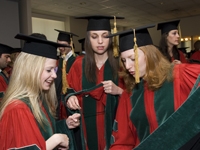 Students backstage at Commencement 2007