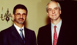 Abdulredha Abdulrehman, managing director of the Qatar Foundation for Education, Science and Community Development, with Cornell University President Hunter Rawlings.