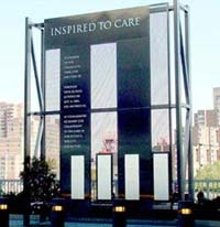 Memorial monument, "Inspired to Care," honoring four paramedics and EMTs who lost their lives on Sept. 11, 2001: Keith Fairben, Mario Santoro, Kevin Pfiefer and James Pappageorge.