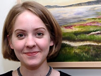Heather Tauschek displays her painting "Porcupine Island" at the Irving S. Wright Center on Aging.