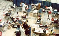 A special blood donation station at the Medical Center received several hundred units of blood over three days.
