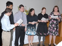 A capella group The Aneurhythms performing "Be Still, My Soul" at the Anatomy Memorial Service