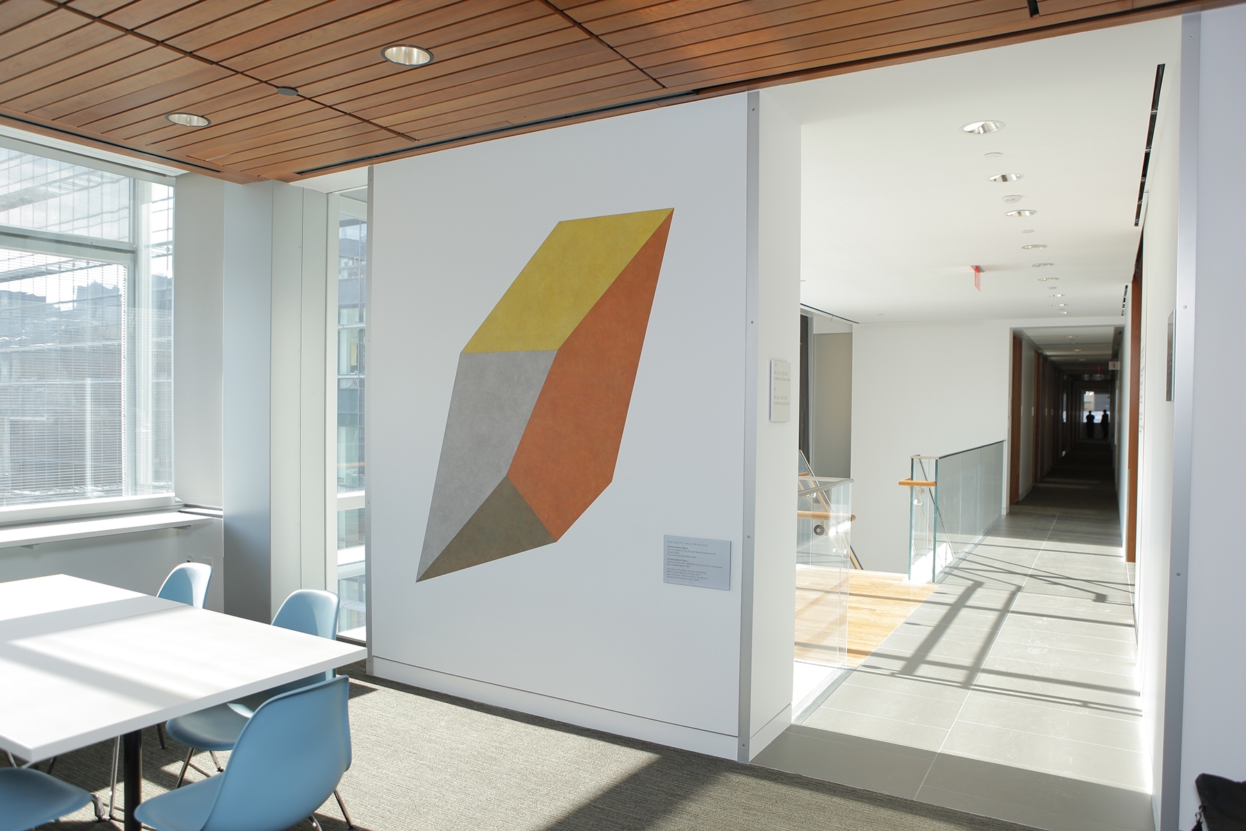 The first of two Sol LeWitt wall drawings found on the 12th floor of the Belfer Research Building. Sol LeWitt wall drawings in Belfer Research Building
