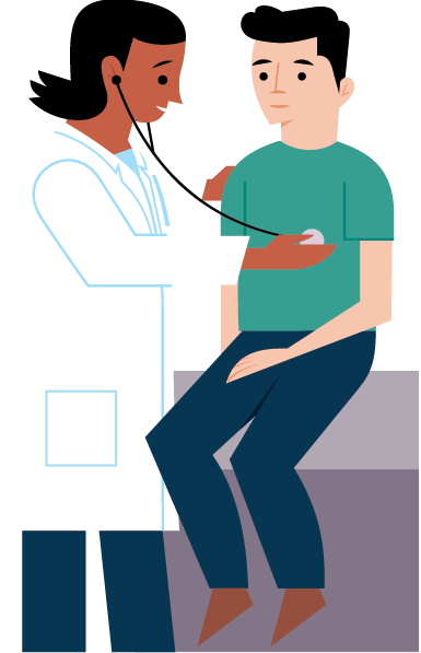illustration of a doctor and a patient.